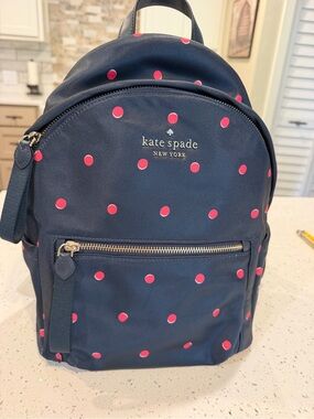 kate spade navy backpack with hot pink polka dots Kate Spade Hot Pink Mini Nylon Backpack | Mercari main image 3